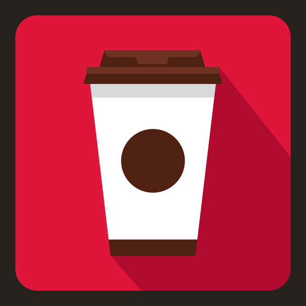 Paper coffee cup icon, flat style - Vektör, Görsel