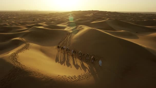 Arabi urokset johtava kamelit läpi aavikon
 - Materiaali, video