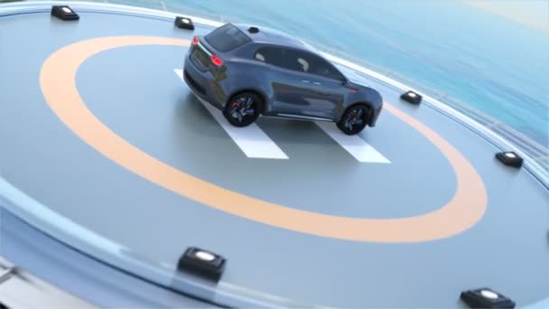 Black electric SUV parking on the helipad - Footage, Video