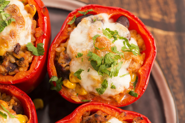 Stuffed peppers with meat, kidney beans and corn - Photo, Image