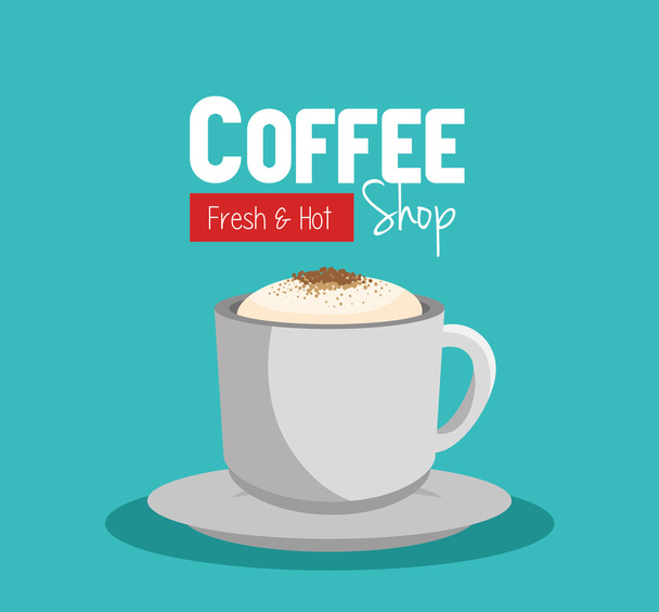 šálek kávy připravované a horké shop grafiku - Vektor, obrázek