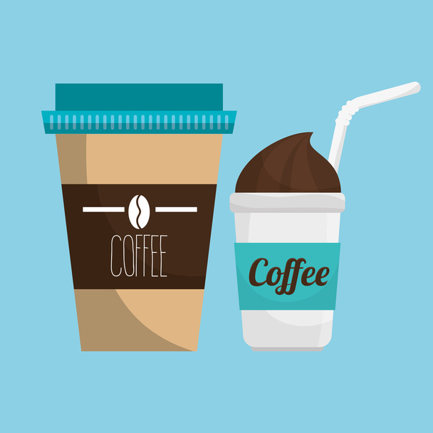 kaksi kuppi kahvia tuoretta ja kuumaa graafista
 - Vektori, kuva