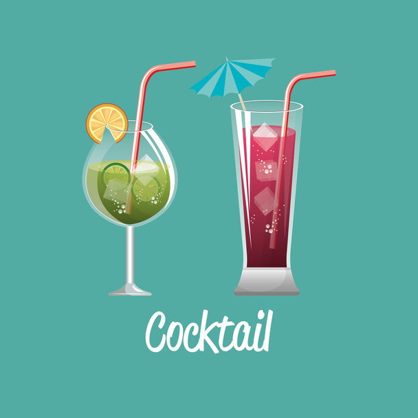 cocktail glass red and green design - Vector, Image