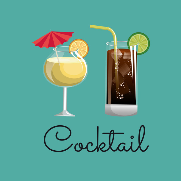 cocktail glass fruit and ice design - Vector, imagen