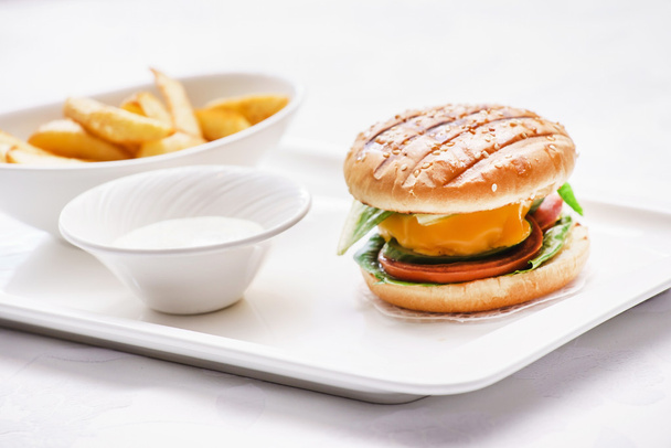 burger with french fries - Photo, Image