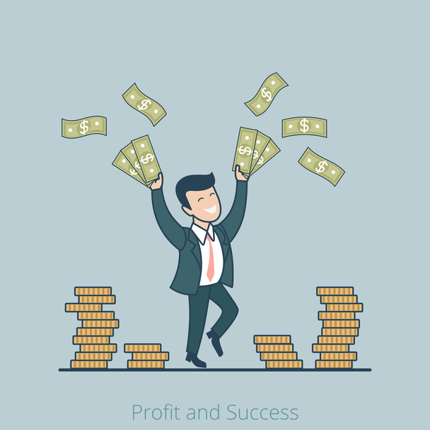 Businessman rising hands with money - Vector, Image