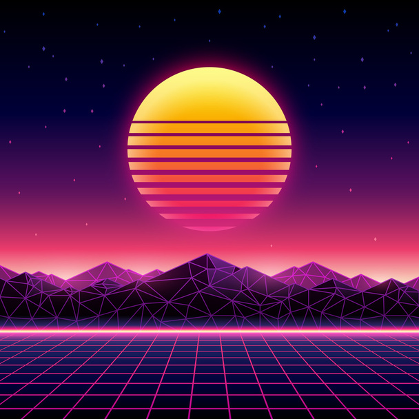 Retro futuristic background 1980s style.  - Vector, Image