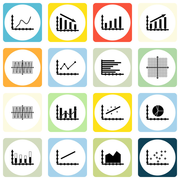 Set Of Graphs, Diagrams And Statistics Icons. Premium Quality Symbol Collection. Icons Can Be Used For Web, App And UI Design. Vector Illustration, EPS10. - Vektor, obrázek
