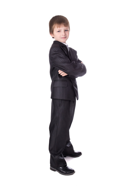 little boy in business suit isolated on white - Fotó, kép