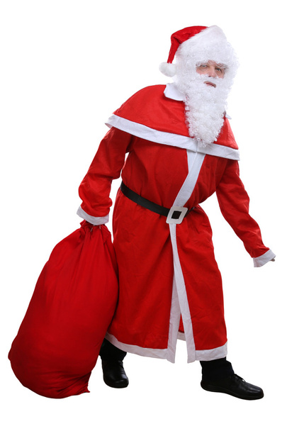 Père Noël avec sac pour cadeaux de Noël cadeau isolé
 - Photo, image
