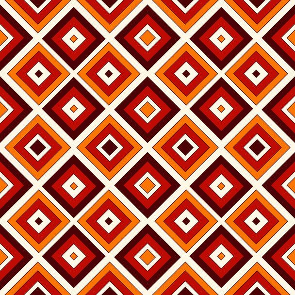 Seamless pattern in Halloween traditional colors. Repeated squares and rhombuses bright ornamental abstract background. - Вектор, зображення