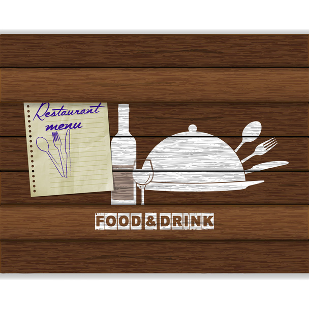 Restaurace menu jídlo a pití bílá barva na dřevo - Vektor, obrázek