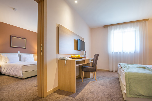 Modern beautiful hotel bedroom interior - Foto, Imagen