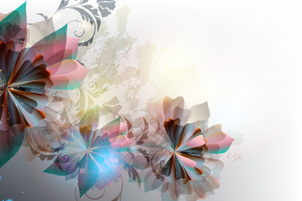 Colorful floral background in futuristic style - ベクター画像