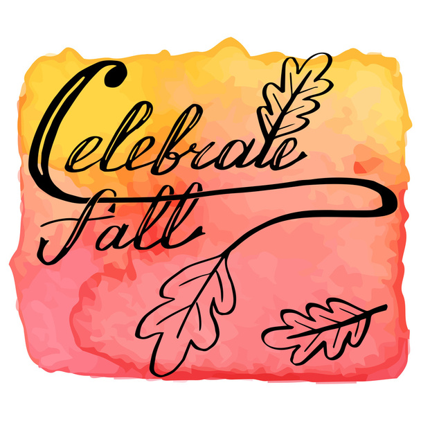 Autumn watercolor banner with hand lettering - Vektor, Bild