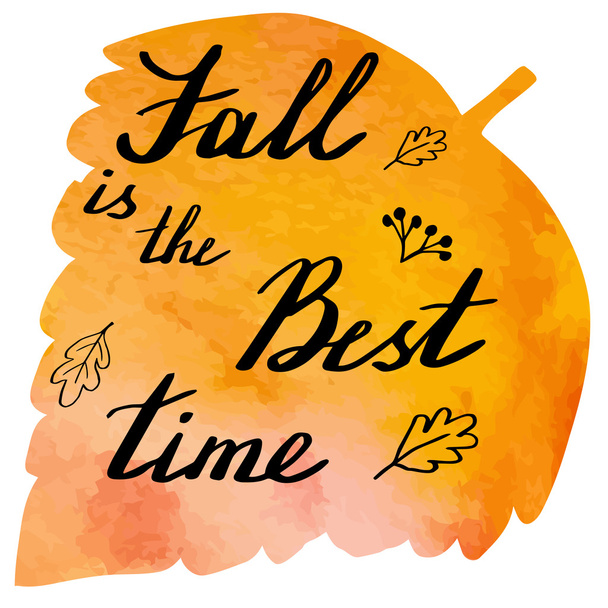 Autumn watercolor banner with hand lettering - Vecteur, image