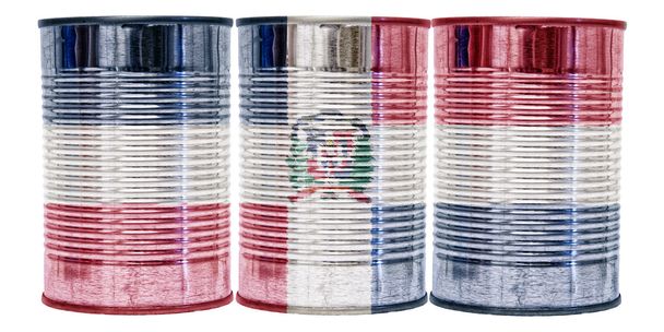 ドミニカ共和国の旗をブリキ缶 - 写真・画像