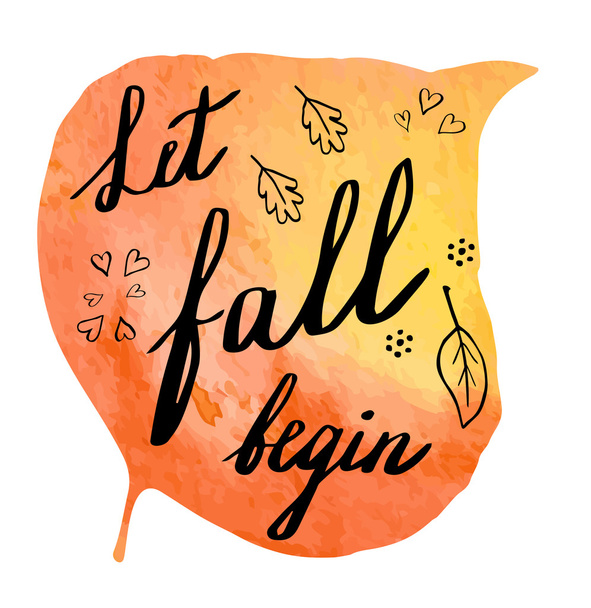 Autumn watercolor banner with hand lettering - Διάνυσμα, εικόνα