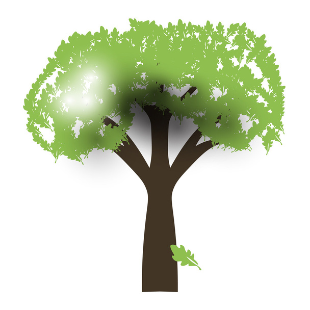 Green Oak Silhouette of a tree, Vector. - Wektor, obraz
