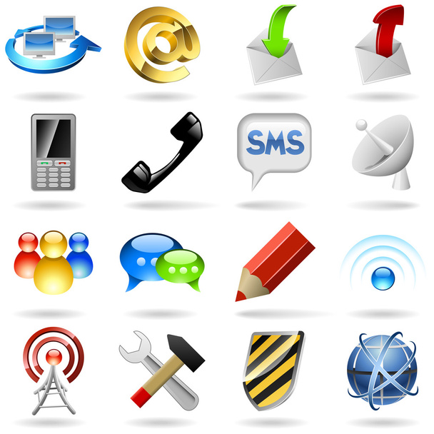 Communication and internet icons - Vektor, Bild