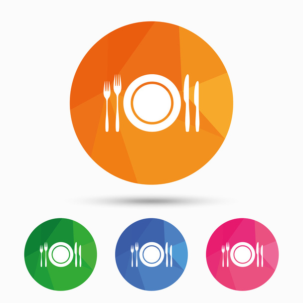 Plate dish with forks and knifes. - Vector, Image