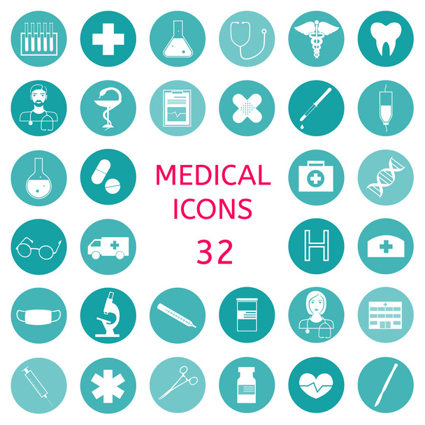 Set icons medical tools and healthcare equipment - Vector, Image