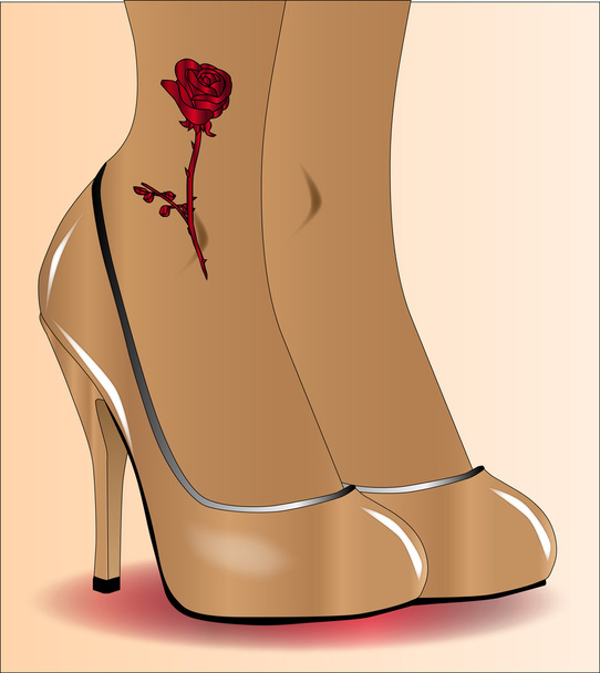 Red Ankle Tattoo - Vector, Image