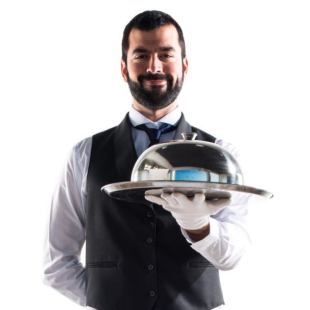 Luxury waiter holding a tray - Photo, Image