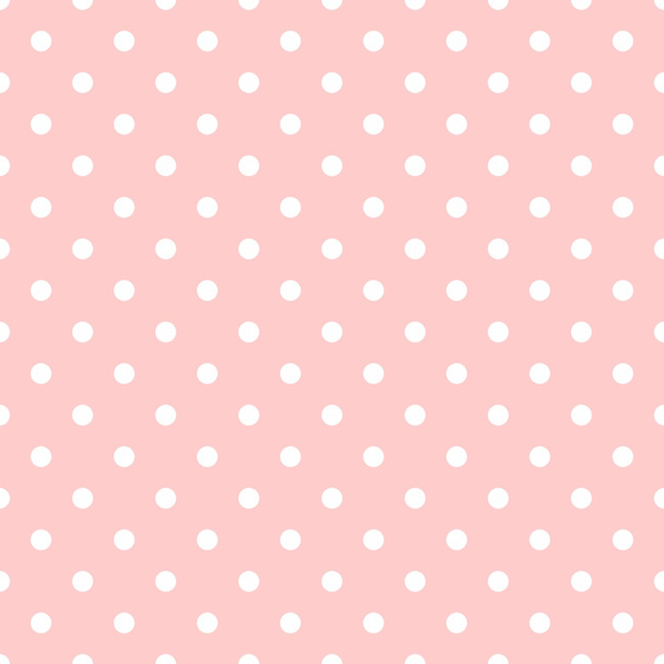 Patrón vectorial de azulejos con lunares blancos sobre fondo rosa pastel - Vector, Imagen