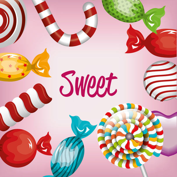 set sweet candies and lollipops design graphic - Vector, Image