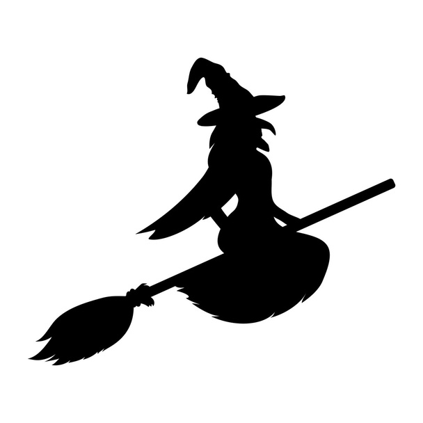 Scary witch flying vector - Vector, Image