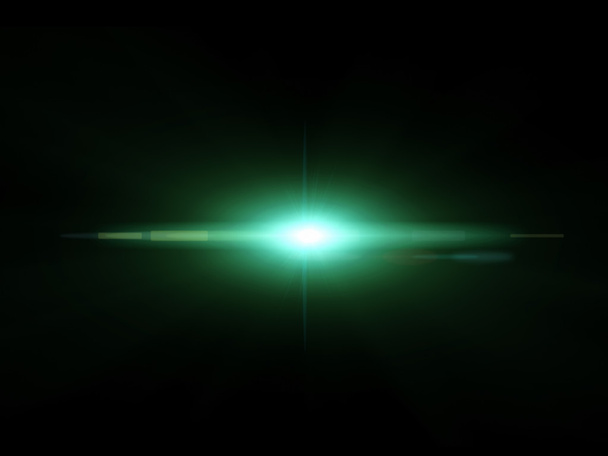 Yeşil anamorfik ışık özel efekt koyu arka plan halat karşı - Fotoğraf, Görsel