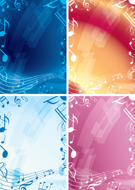 Абстрактные музыкальные фоны - набор векторных кадров
 - Вектор,изображение