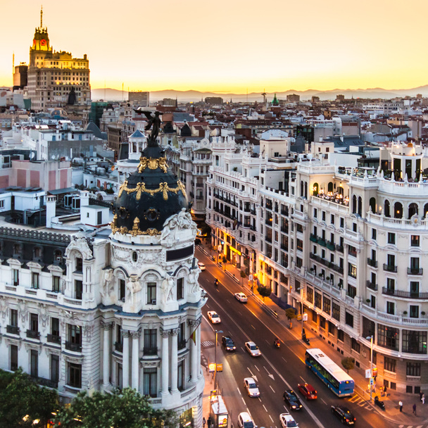 Panoramic view of Gran Via, Madrid, Spain. - Photo, Image
