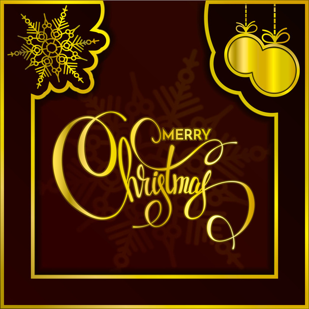 Dekorativní přání s handdrawn písma. V rukou zlatý fráze Veselé Vánoce izolované bílé tečky na černém pozadí. Vektorové módní designový prvek pro vánoční dekorace a plakáty - Vektor, obrázek