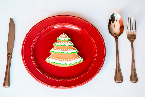 Christmas red plate - Foto, Imagen