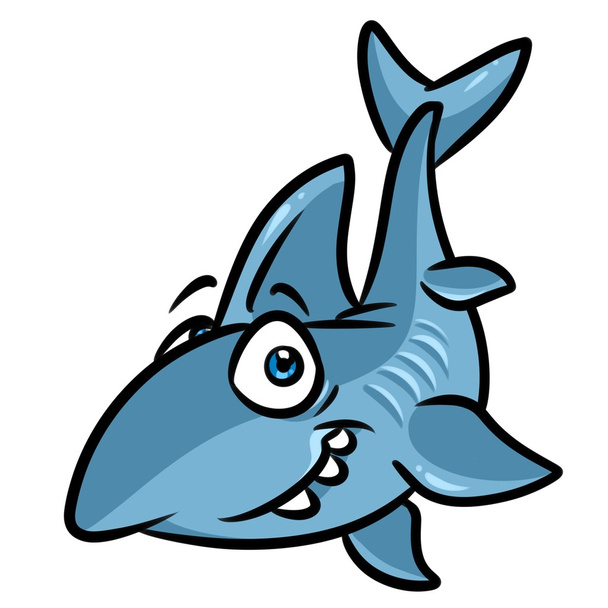 Grey shark cartoon illustration - Foto, Imagen