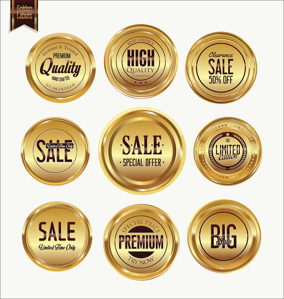 Sale luxury golden labels collection - Vecteur, image