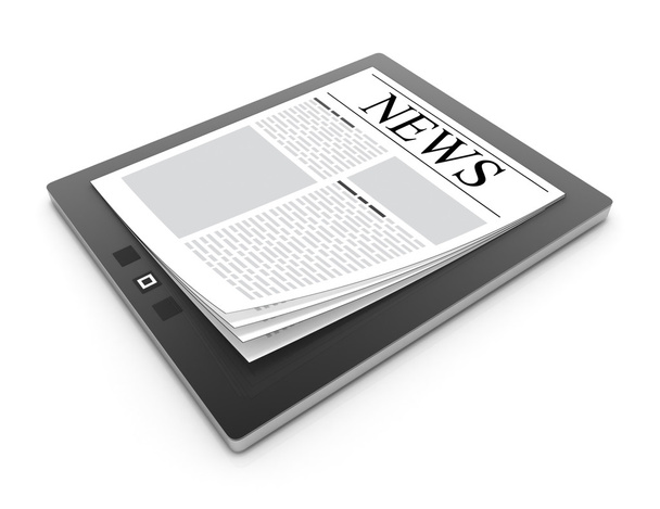Noticias en una tableta digital PC - aislado en blanco
 - Foto, imagen