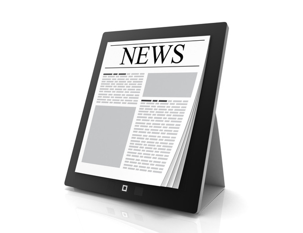 news on 3D mobile phone and digital tablet pc computer isolated  - Photo, Image