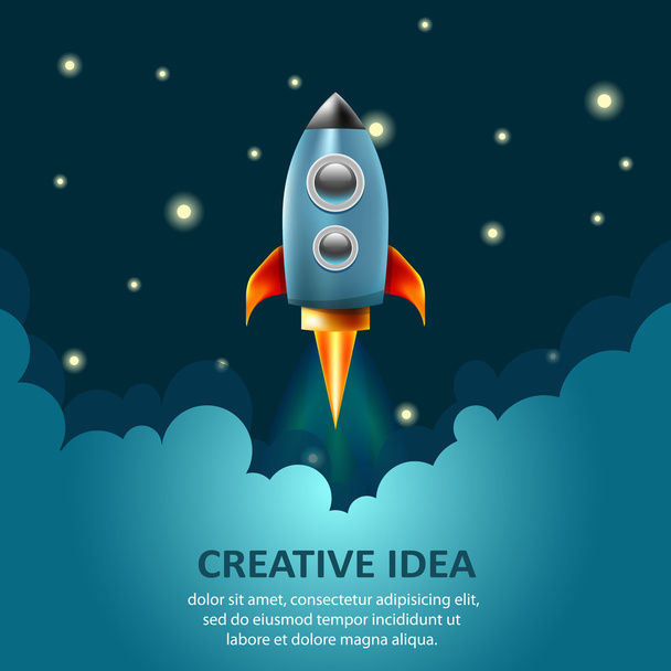 Lanzamiento de cohetes espaciales, idea creativa, vector de negocio
 - Vector, Imagen