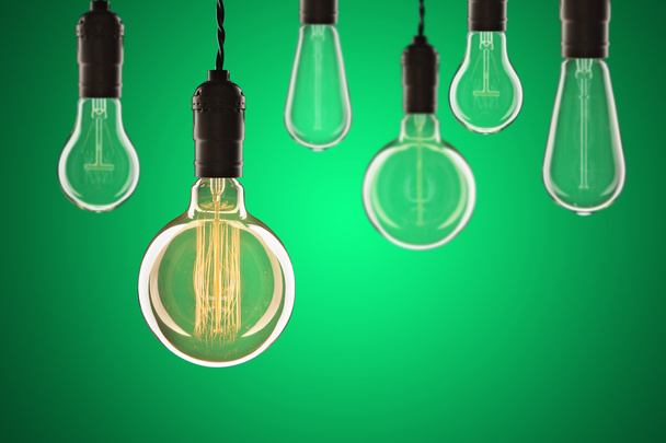 Idea y concepto de liderazgo Vintage bombillas incandescentes Edison en
 - Foto, imagen