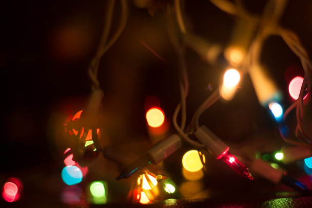 christmas lights on a black background - Zdjęcie, obraz