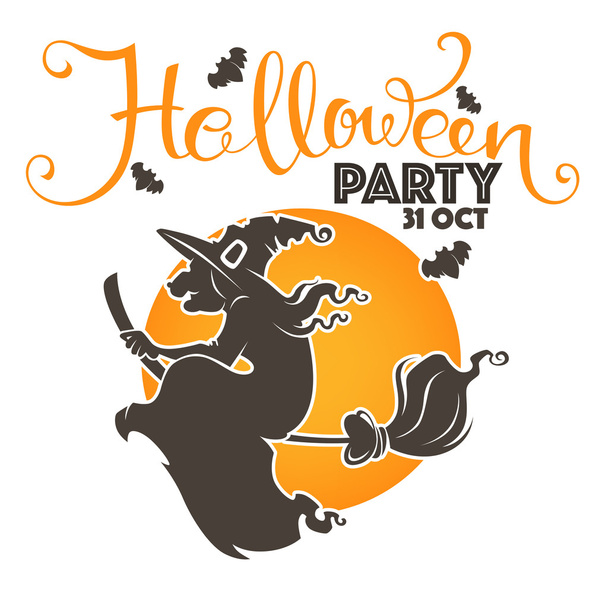 halloween party invitation template, old and ugly witch and lett - Vetor, Imagem