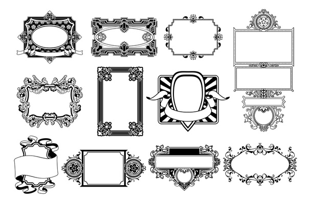 Ornate frame and border design elements - Vektör, Görsel
