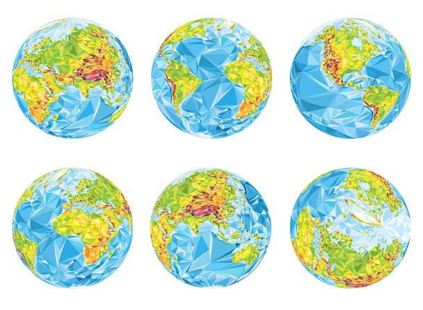 別の位置の地理的な地球儀 - ベクター画像