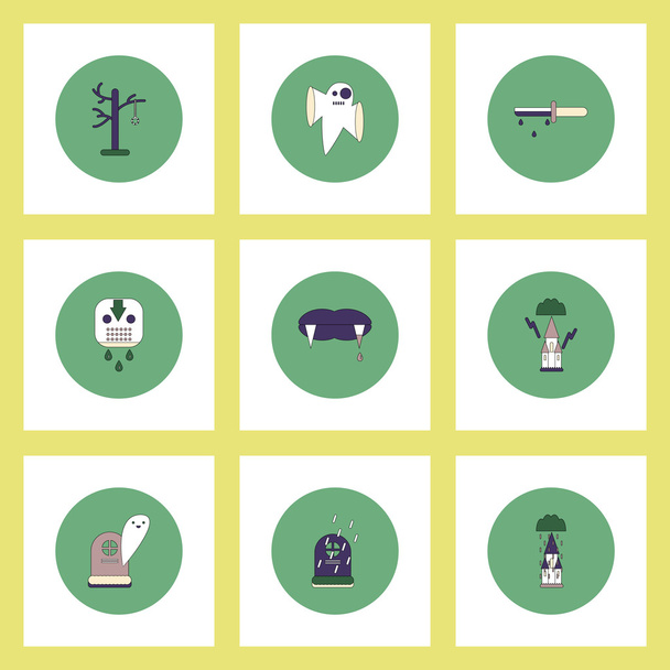 Collection of icons in flat style halloween decorations - Vecteur, image