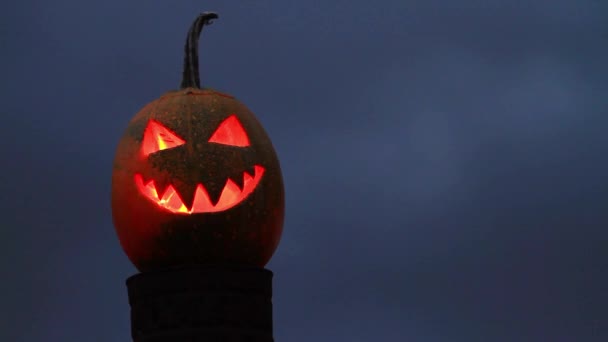 Gruseliges Gesicht des Halloween-Kürbisses - Filmmaterial, Video