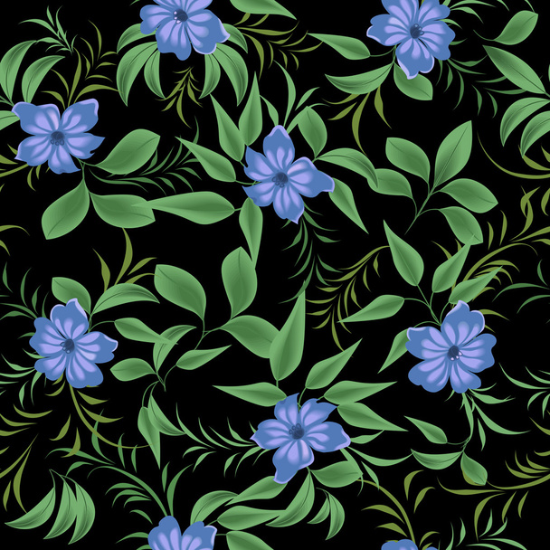 Seamless pattern with blue flowers. - Vector, Image