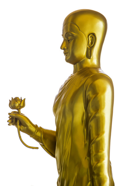 Bouddha doré donnant statue de lotus vue du côté isolé
. - Photo, image